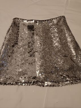 GB girls Silver Sequin A-Line Mini Skirt Girls Party Holiday Photoshot Skirt